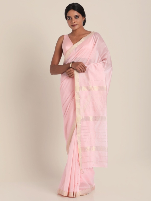 

Suta Pink & Silver-Coloured Silk Blend Maheshwari Saree