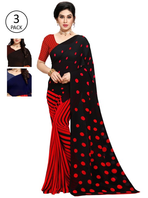 

KALINI Pack of 3 Printed Poly Georgette Saree, Multi