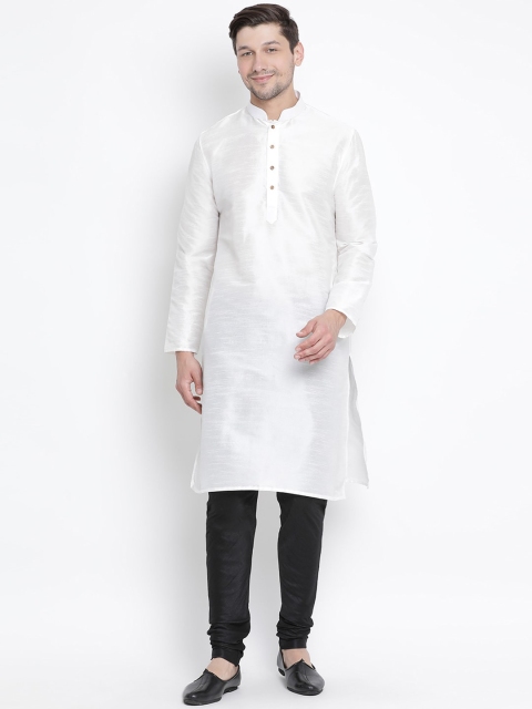 

VASTRAMAY Men White & Black Kurta with Churidar