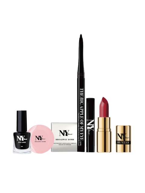 

NY Bae Ready To Party Kit- Compact Powder, Black Liquid Eyeliner & Kohl, Red Lipstick, Multi