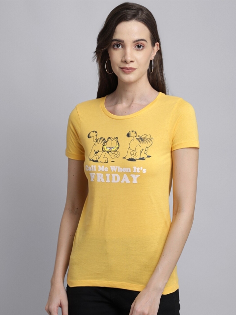 

Free Authority Women Yellow Garfield Printed Pure Cotton T-shirt
