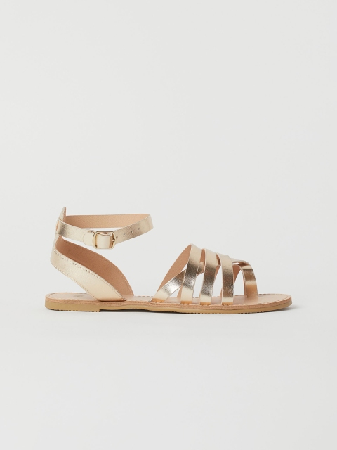 

H&M Women Golden Open Toe Gladiators, Gold