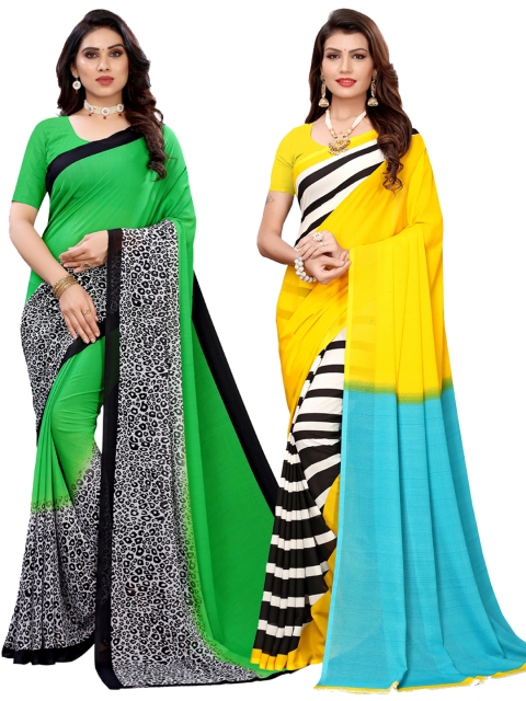 

KALINI Women Pack Of 2 Printed Sarees, Yellow