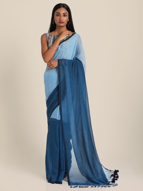

Suta Blue & Turquoise Blue Colourblocked Pure Cotton Saree