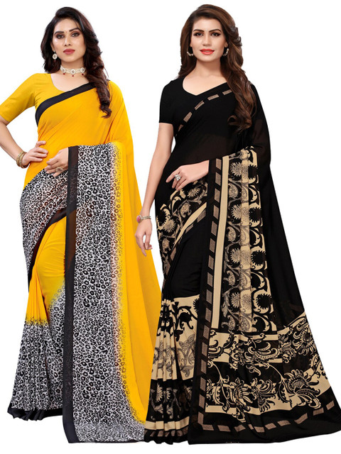 

KALINI Women Pack Of 2 Printed Sarees, Yellow