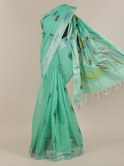 

Pothys Sea Green Ethnic Motifs Saree