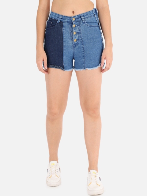 The Dry State Women Blue High-Rise Denim Shorts