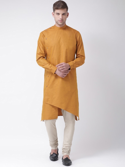 

TABARD Men Mustard Yellow Thread Work Kurta