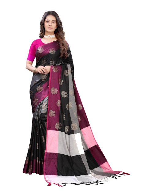 

KALINI Black & Purple Ethnic Motifs Art Silk Saree