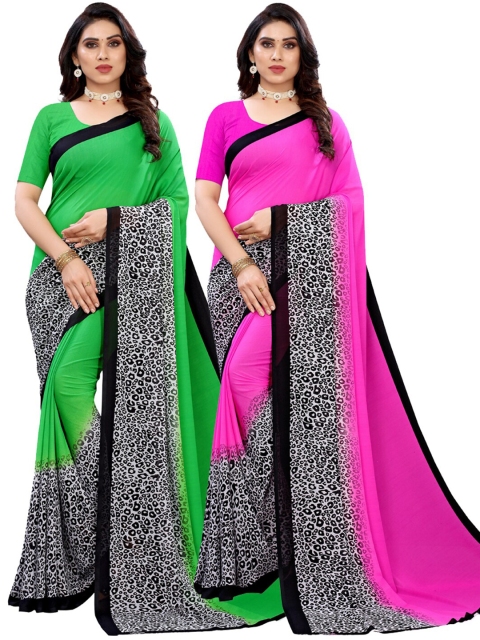 

KALINI Women Pack Of 2 Printed Sarees, Green