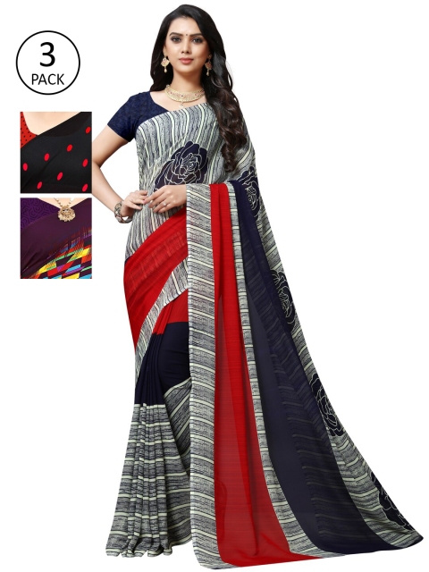 

KALINI Multi Pack of 3 Printed Poly Georgette Saree
