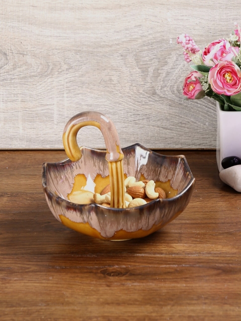 

Aapno Rajasthan Mustard Yellow & Brown Inverted Umbrella Platter