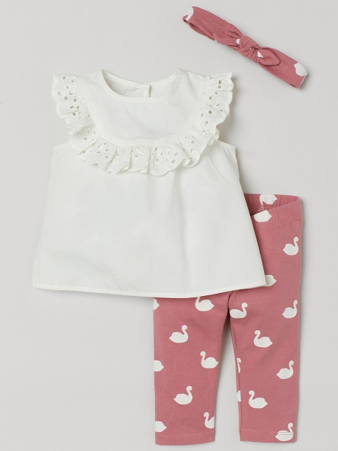 

H&M Girls White & Pink 3-piece cotton set