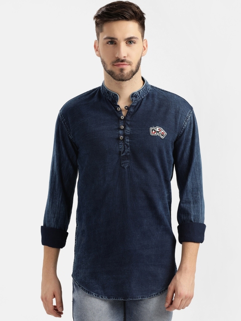 

V2 Value & Variety Men Blue Washed Straight Kurta