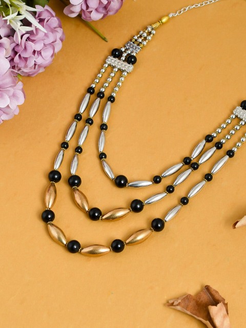 

Silvermerc Designs Silver & Black Brass Silver-Plated Layered Necklace