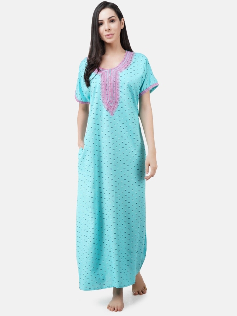 

KOI SLEEPWEAR Blue Printed Maxi Nightdress
