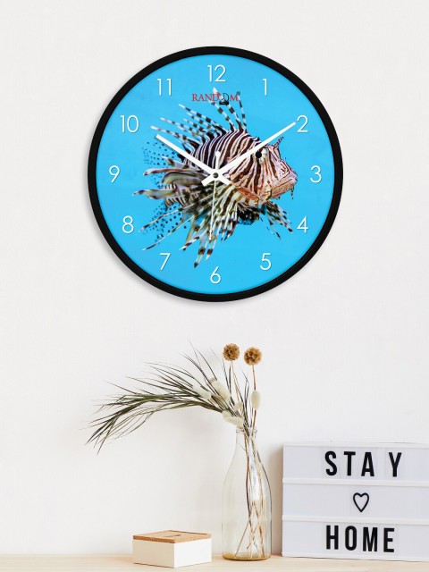 

RANDOM Blue & White Printed Contemporary 24.1 cm Wall Clock