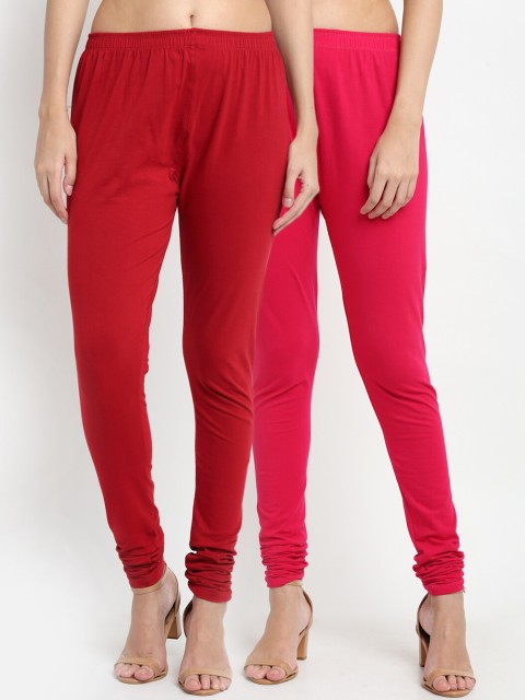 

NEUDIS Women Pink & Maroon Pack of 2 Solid Churidar