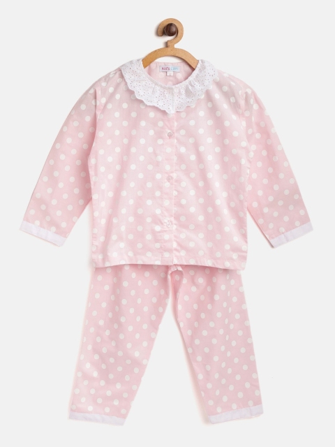 

YK Unisex Kids Pink & White Printed Night suit