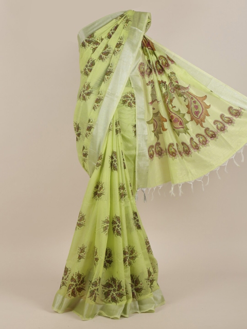 

Pothys Green & Brown Floral Saree