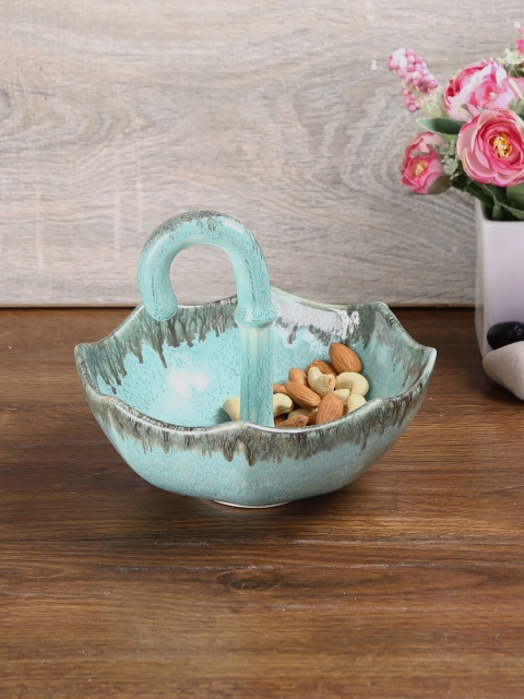 

Aapno Rajasthan Blue Handcrafted Ceramic Inverted Umbrella Platter