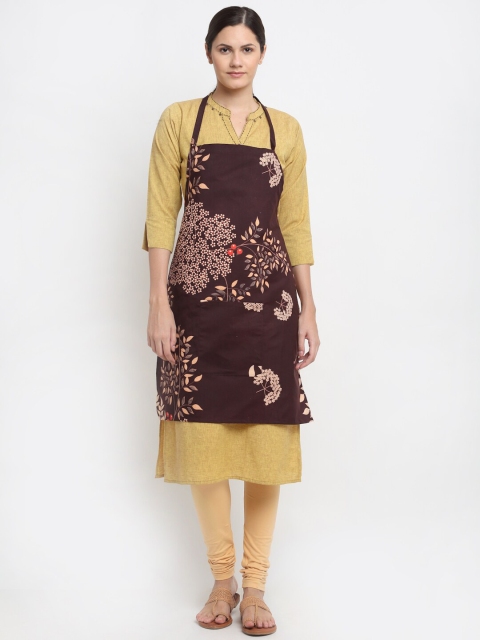

NEUDIS Brown & Beige Printed 210 TC Aprons Aprons With Front Centre Pocket & Napkin