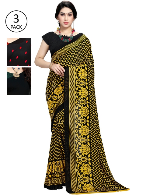 

KALINI Pack Of 3 Multicoloured Poly Georgette Sarees, Multi