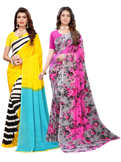 

KALINI Women Pack Of 2 Printed Sarees, Pink