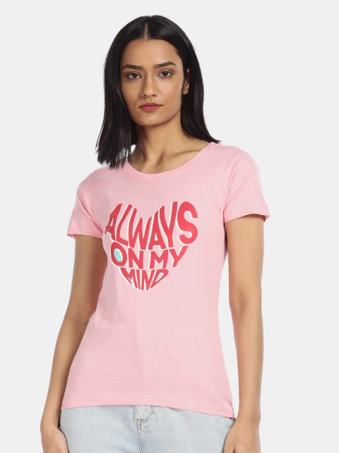 

Sugr Women Pink Typography Printed T-shirt