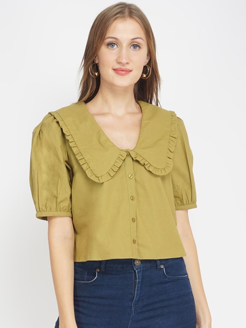

Oxolloxo Women Green Solid Casual Shirt