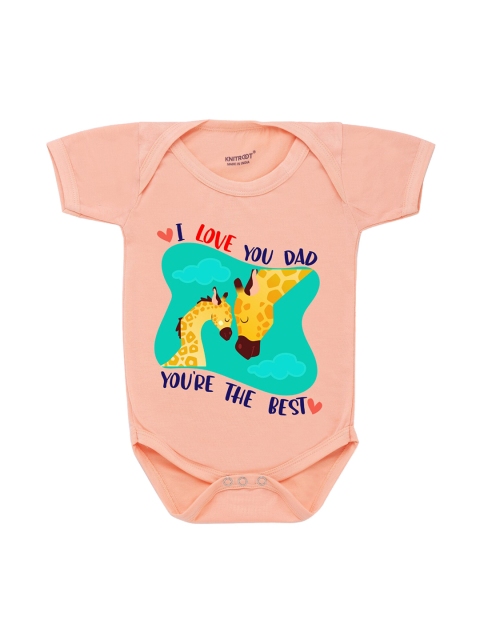 

KNITROOT Infants Peach Colored Animal Print Bodysuit