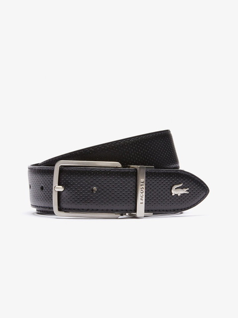 

Lacoste Men Black Textured Leather Reversible Formal Belt