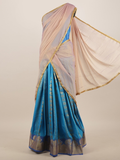 

Pothys Cream & Blue Woven Design Zari Traditional Half Saree