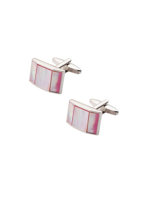 

The Tie Hub Silver-Toned & Pink Curved Cufflink