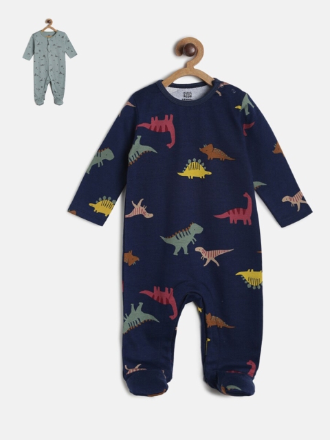 

MINI KLUB Boys Pack of 2 Printed Cotton Sleepsuit, Navy blue