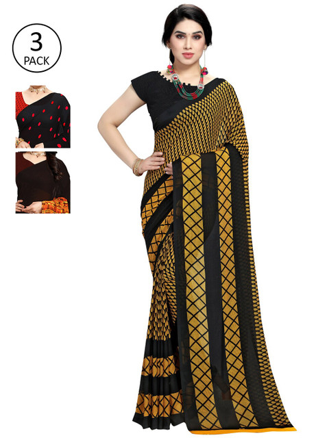 

KALINI Multi Pack of 3 Printed Poly Georgette Saree
