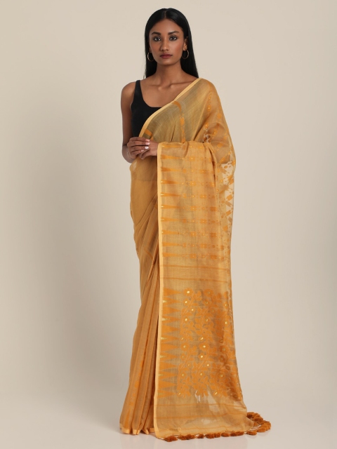 

Suta Mustard Yellow Polyester Jacquard Handloom Saree