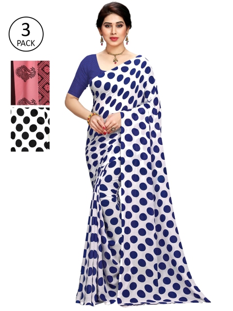 

KALINI Women Pack Of 3 Printed Sarees, Pink