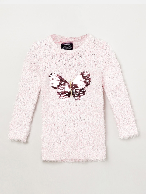 

max Girls Peach Speckled Pullover with Embellished Detail