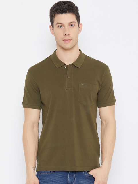 

Okane Men Olive Green Polo Collar T-shirt