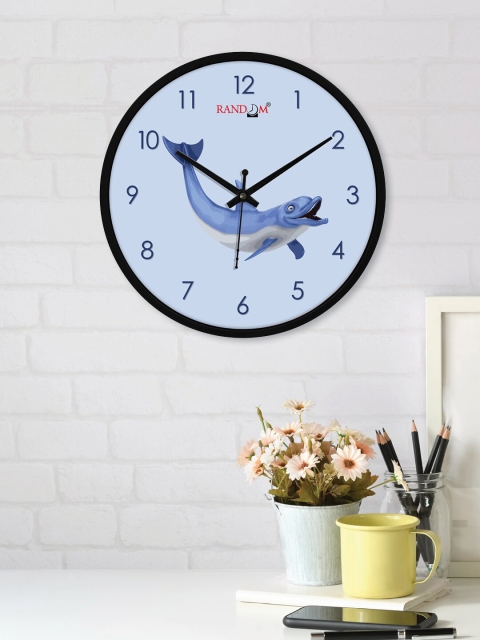 RANDOM Blue & Black Printed Contemporary 24.1cm Analogue Wall Clock