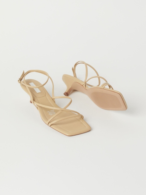 

H&M Women Beige Leather Sandals