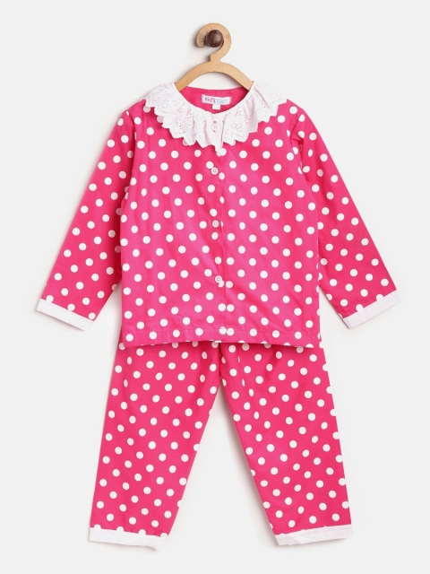 

YK Unisex Kids Pink & White Printed Night suit