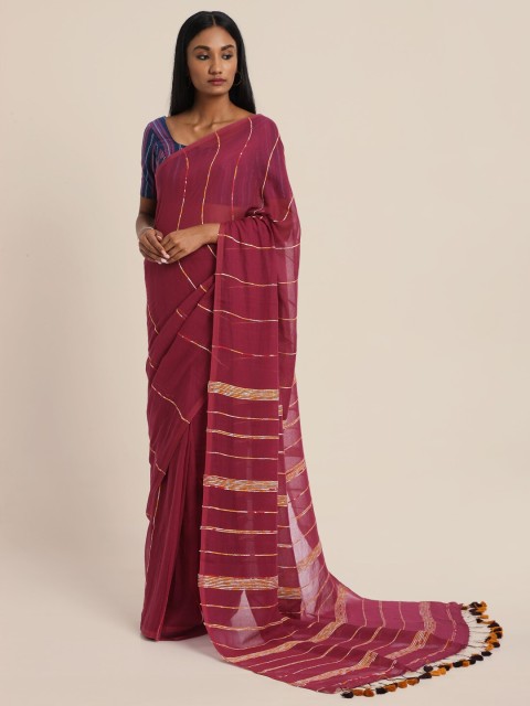 

Suta Purple & Orange Striped Pure Cotton Saree