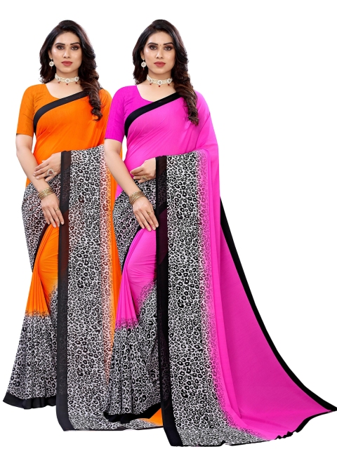 

KALINI Women Pack Of 2 Printed Sarees, Orange