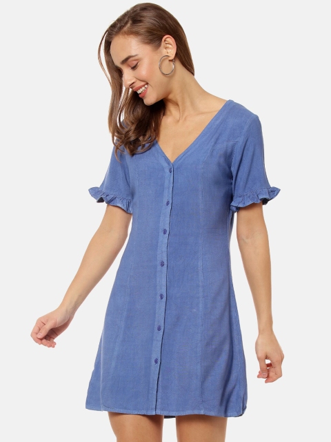 

Campus Sutra Blue A-Line Midi Dress