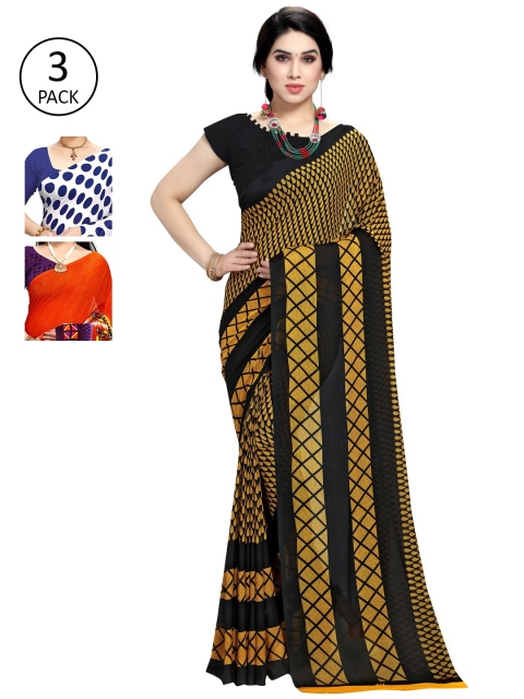 

KALINI Pack Of 3 Multicoloured Poly Georgette Sarees, Multi