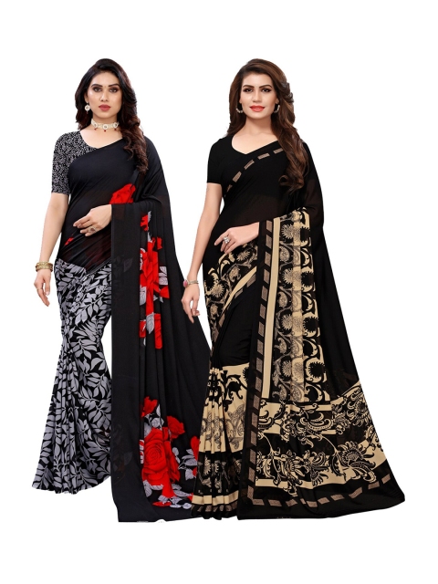 

KALINI Women Pack Of 2 Printed Sarees, Black