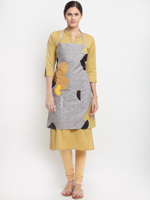 

NEUDIS Unisex Grey & Black Printed 210 TC Apron With Napkin