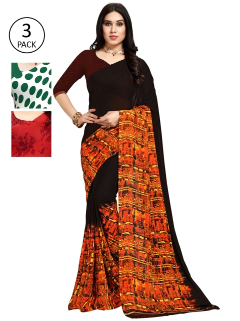 

KALINI Pack Of 3 Multicoloured Poly Georgette Sarees, Multi